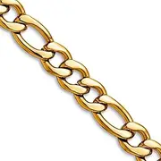 [JewelryWeb] Stainless Steel Polished Yellow Ip Plated 6.75mm Figaro Chain Bracelet Link-Bracelet for Women and Men