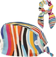 [YTYVAGT] Scrub Caps Women,Scrub Hats Suitable for Women,Colorful Zebra Texture Art Pattern