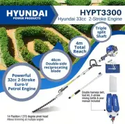 Hyundai Pole Hedge Trimmer 4 Metre Reach | Powerful 33cc Petrol 2 Stroke Engi...