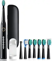 Mpow Sonic Electric Toothbrush h with 8 Brush Heads, Travel Case, 40000 VPM Deep Clean 5 Modes