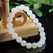 2 Pcs 8mm Natural White Jade Round Gemstone Beads Stretchy Bracelet Bangle 7.5''