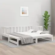 Pull-out Day Bed White 2x(92x187) cm Solid Wood Pine