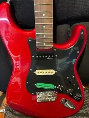 cherry red strat loaded pick guard sss n-jackson m-noisless b-dont know