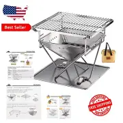 Versatile Mini Portable Grill - Charcoal Fire Pit with Adjustable Cooking Levels