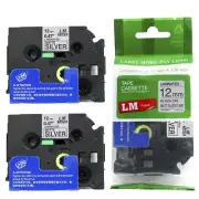 2/Pack 12mm Black on Matte Silver for P-touch Model PT9400, PT-9400 Label Maker