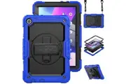 WASSUP Lenovo Tab M10 HD (3rd Gen) 10.1 inch 2022 Case with Screen Protector Hand Strap Stand & Shoulder Strap-Black&Blue