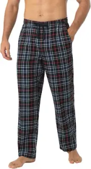 Men'S Pajama Pants Cotton Flannel Plaid Lounge Fleece Warm Sleepwear Pants PJ Bo