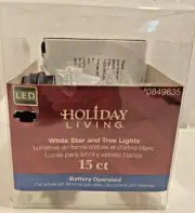 Holiday Living, White Star and Tree Lights 15 ct/ Battery operated