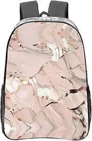 [DRTGEDS] Rose Gold Marble Clear Backpack,High Capacity Clear Bag For Travel,Work,Festival, Concerts Women Men Unisex