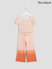 River Island Orange Girls Ombre Sequin Top Set (W57219) | $55