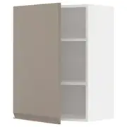 METOD wall cabinet with shelves, white/Upplöv matt dark beige, 60x37x80 cm