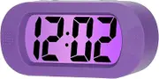 Plumeet Easy to Set, Large Digital LCD Travel Alarm Clock, with Snooze Mode and Night Light, Rising Sound Alarm & Handheld Size, Children (Purple)