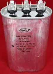 Dual Run Capacitor, Oval, 35 + 3 Mfd., 370 Volt, CD35+3X370