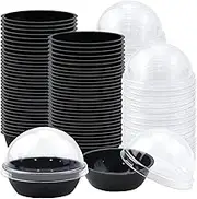 WYOMER 100Pcs Clear Plastic Cupcake Containers with Dome Lids Mini Cupcake Boxes Muffin Pod Muffin Single Container Box for Cheese Pastry Dessert (Black)