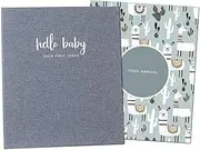 Peachly Baby Memory Book | First Year Keepsake for Milestones | Simple Scrapbook for Boy or Girl | Linen - Scandi