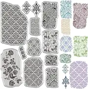 CRASPIRE Silicone Texture Stamps Background Rubber Stamps Vintage Retro Floral Flower Figure Reusable Transparent Clear Stamp Seals for DIY Handmade Diary Card Scrapbooking Photo Album Notebook Decor
