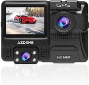 1080P Dash Cam with 2.4" 6-Lane Dual Lens 170� Wide-Angle Lens, Dashboard Camera Recorder with G-Sensor, Loop Recording, Night Vision, Parking Guard for Uber LYFT by AZDOME(with GPS)