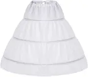 [Papoopy] Girls Petticoat Underskirt with 3 Hoops Full Slip Crinoline Skirk