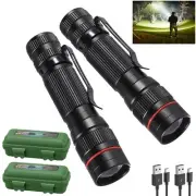 LED Flashlight Rechargeable 2 Pack, High Lumens Tactical Flashlights, Super B...