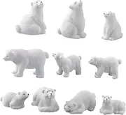 ifundom 10 Pcs Micro Landscape Decoration Arctic Christmas Bears Figurines Christmas Accessories Christmas Micro Landscape Outdoor Garden Decor Gardening Ornaments Resin Mini Animal White