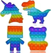 Ranzah Pop Bubble Fidget Toys Rainbow 4 Pack Set - Autism & Special Needs Stress