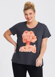 [Virtuelle] Taking Shape Cotton Fashion T-shirt Size 26 in Graphite - Plus Size Women's Tops & T Shirts Graphite
