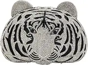 [Boutique De FGG] Bling Diamond Tiger Clutch Evening Bags For Women Formal Party Crystal Purse Wedding Handbag