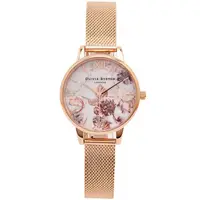 在飛比找momo購物網優惠-【Olivia Burton】花采盎然米蘭錶帶手錶-花朵面X