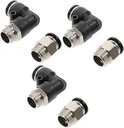 HAWILLOSCH 6Pcs Pneumatic Push Connectors Air Hose Fittings Plated Elbow Straight Connectors for Quick and Secure Tube Connections