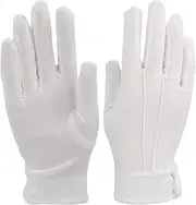 [Anseom] 2 Pairs White Gloves, Men Uniform Gloves Cotton Gloves White Gloves Fancy Dress Masonic Gloves Driving Gloves for Men Parade Police Wedding Formal Tuxedo Jewelry Inspection, White, One Size