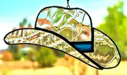 Crystal AKUBRA COWBOY HAT Stained Glass SUNCATCHER Made in Queensland, AUSTRALIA
