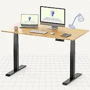 FLEXISPOT E7 161kg Capacity Electric Standing Desk Dual Motor 3-Stage 120cm x 60cm Bamboo Seamless Solid Slab Sturdy Height Adjustable Desk Home Office Desk Computer Workstation (Bamboo & Black)