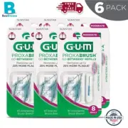 GUM 612A Proxabrush Go-Betweens Interdental Brush Refills Moderate 8 Ct - 6pk US