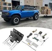 Wsays 2" Trailer Receiver Hitch Class 3 Towing Hitch & 4-Pin Trailer Wiring Harness Compatible with 2021-2024 Ford Bronco without LED Tail light (Not Compatible with Bronco Sport)