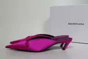 New sz 8 / 38.5 Balenciaga Hot Pink Satin Bow Pointed Toe Mule Pump Shoes