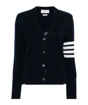 Thom Browne Gingerbread Cookie-Intarsia Buttoned Cardigan IT44,IT42 navy blue