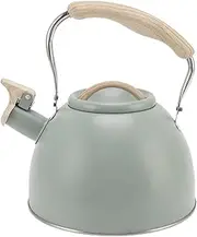 Whistling Tea Kettle, Flat Bottom Stainless Steel Whistle Kettle 3L Stovetop Teapot with Cool Ergonomic Handle for Electric Gas Induction Radiation Stove, Light Green