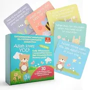 Kids Allah Loves You Affirmation Cards (Pack of 15 Pairs) & Memory Game – Daily Affirmations, Conversation Starters, Self-Discory Prompts - Educational and Motivational Tool