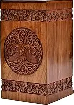 Tamanna Rosewood Urn for Human Ashes - Tree of Life Wooden Box Personalized Cremation Handcrafted Large (K(5X3'') 06CU)
