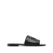 [Dolce & Gabbana] Dolce & Gabbana Embossed-logo Leather Slides 41 IT BLACK