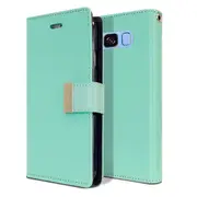 For Goospery Samsung Galaxy S8 Plus Rich Diary Wallet Flip Case Leather Card Slots Magnetic Cover (Aqua) S8P-RIC-MNT