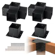 VEVOR Pergola Bracket Kit 152.4 x 152.4 mm, 4pcs 4-Way Heavy Duty Corner Bracket Woodworks DIY Post Base, Easy Installation Wooden Beams for Gazebos,