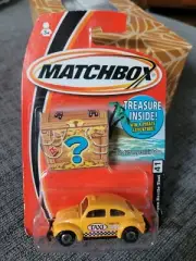 Matchbox Superfast Volkswagen Beetle Taxi on Treasure Chest Card 2004. 1/64