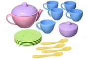 Green Toys Tea Set, Pink 4C - 17 Piece Pretend Play, Motor Skills, Language Communication Kids Role Play Toy. No BPA, phthalates, PVC. Dishwasher Safe, Recycled Plastic, Made in USA.
