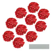 30pcs 16cm milk Artificial Hydrangea Flowers Red Flowers Heads with Stems