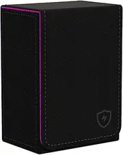 Boltquan Double Decker Leather Poker Card Case - Holds Two Sets of Poker Size Cards - Premium Dual-Deck Holder with Stylish Design and Secure Closure (Black-Purple)