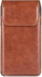 Cell Phone Belt Holder for Men Holster for iPhone 15, 15 Pro, 14, 14 Pro, 13, 13 Pro, 12, 12 Pro, 11, 11 Pro, XR, Galaxy S24, S23, S22, Leather Phone Holster with Belt Clip Belt Pack, Brown 6.1 Inch