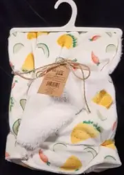 Chick Pea White Green Yellow Red TACOS AVOCADO CHILIS Baby Blanket Sherpa NWT