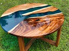 Round Epoxy Coffee Table Top Made To Order Acacia Wood Home and Garden Decor