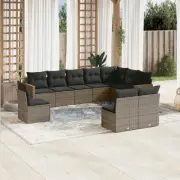 10 Piece Garden Sofa Set Grey Modular Outdoor Furniture Cushions Storage 58476